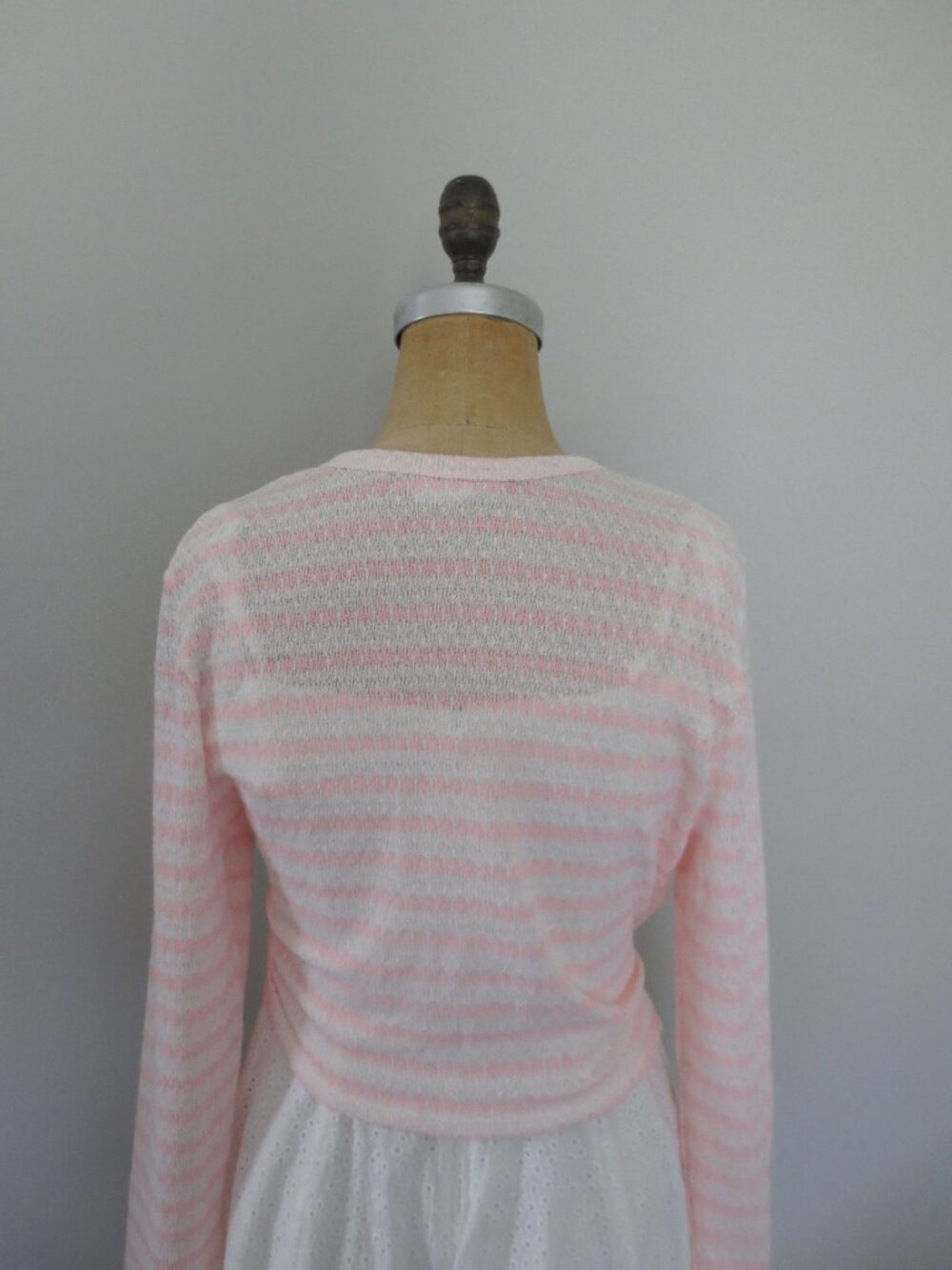 Urban Outfitters Pink & White Stripes Button Front Cropped Cardigan - Picture 3 of 10